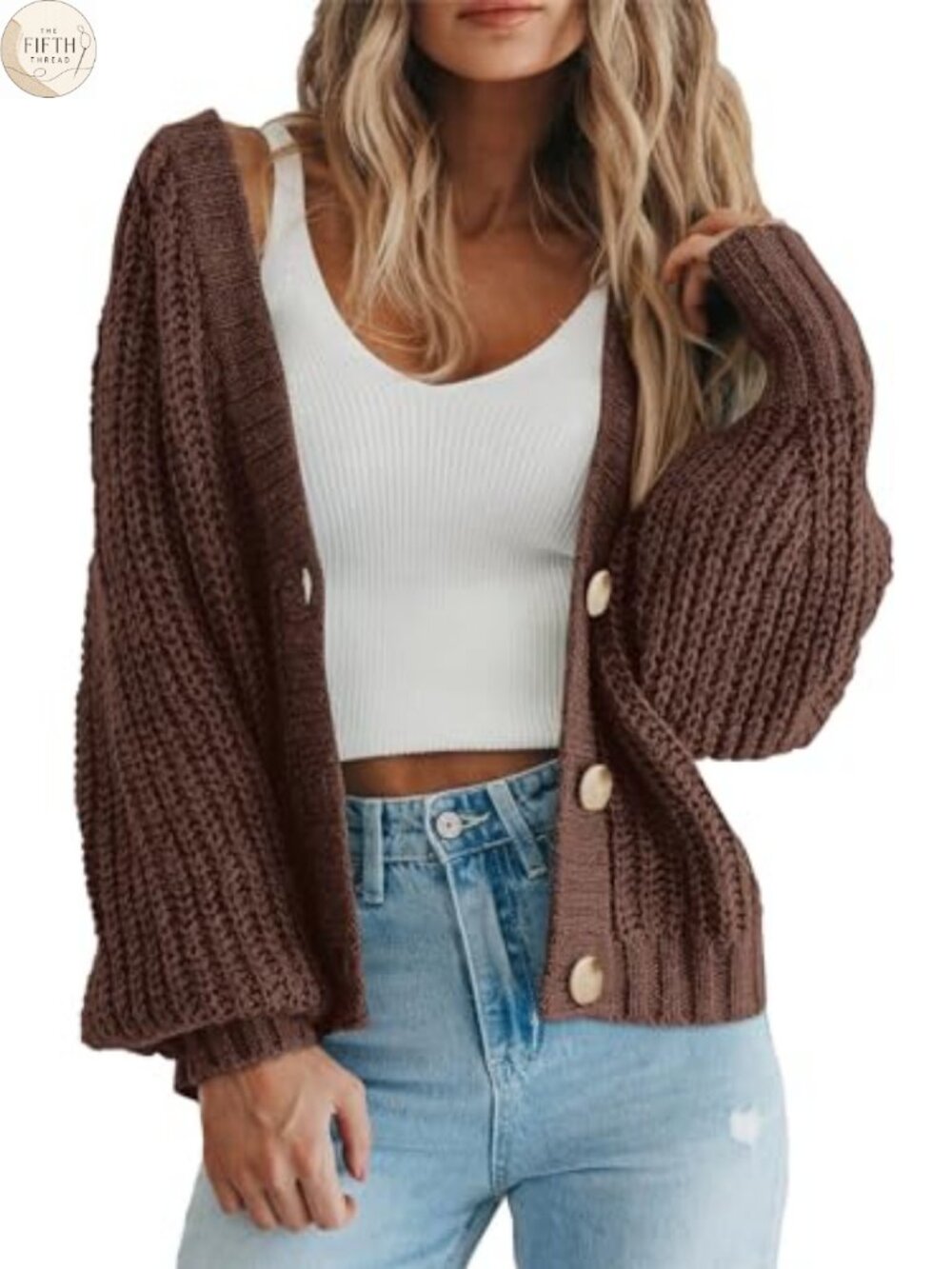Chunky Knit Open Front V-Neck Cardigan Sweater Ladies Long Sleeve Fall Layering